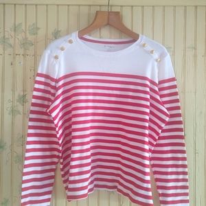 PXL Kim Rogers Sweater Cream and Red Stripes